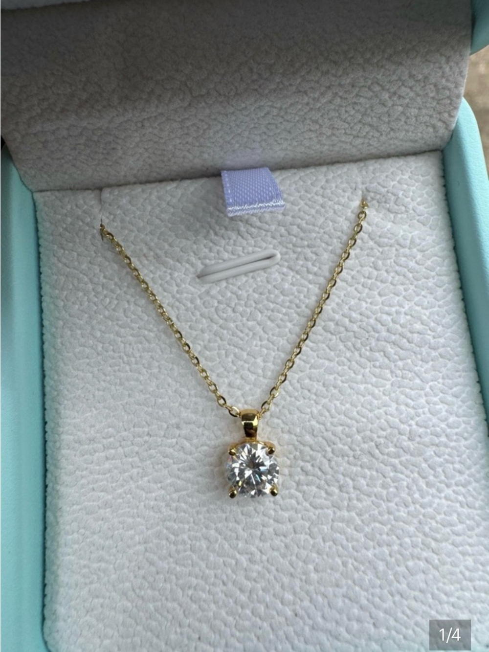 Genuine 1Ct Moissanite Solitaire Pendant Necklace 14kYellow Gold Plated Silver